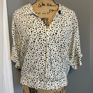 Black and White Animal Print/Polka Dot Cotton Top